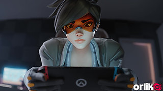 Tracer Meets 3 Bbcs & Services Them One-by-one - 3D Overwatch Porn