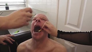 British Femdom Humiliation: Smoking Bitch Uses Slave's Foreskin as Ashtray - Extreme CBT & CFNM Punishment