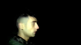 Outdoor Night Walking with Face Covered by Cum and Cum Tasting