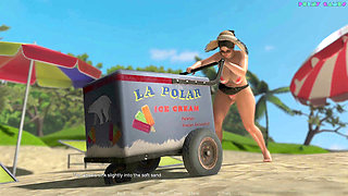 Friendly Housewife by White Foam - Getting Drilled by an Old Man, on the Beach, Behind Her Husband 12