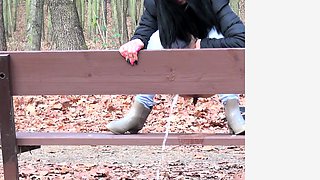 Amateur teen outdoor solo play