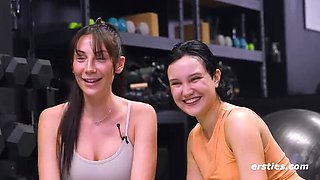 German Amateur Lesbians - Lindsey Cruz Strapon Fuck in Gym with Happy Ending