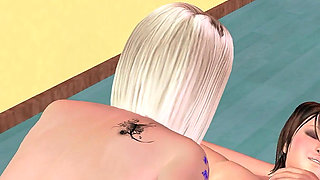 Animated 3D Lesbian Porn - Girl on Desk Boob Press & Fingering Then Mutual Fingering in Classroom