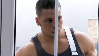 Big Tits black cheating housewife invites the window cleaner in - Dane Jones