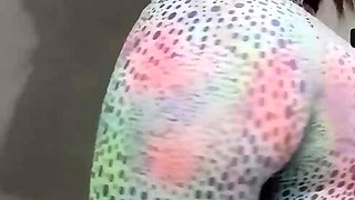 Hot black-haired showcasing off and steamy milk