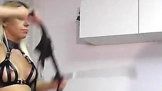 Hard Spanking Wiht a Busty MILF and Her Loyal Slave