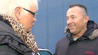 German granny persuaded to have sex on the street