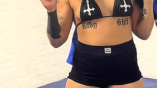 Cocky Guy Gets Wrestled and Carried by Hot Muscle Babe