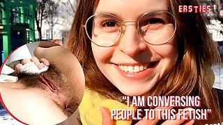Brunette Daniela in Glasses Uses Lilith's Panties to Rub Her Hairy Pussy