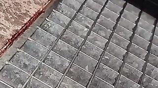 Risky Public Naked Chubby in the Building Pissing Outdoor