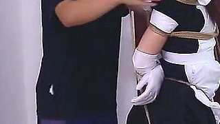 Whh02 - a Chinese Girl Wearing White Stockings and Blindfolded, Bound by Ropes Vibrates to Orgasm