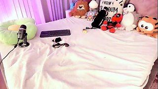 Cute curly brunette solo webcam masturbation