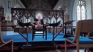 Teasing Dildo and fucking at church