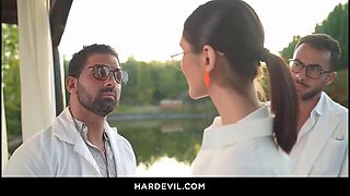 Jadilica Takes Hardcore Anal Pounding in Steamy Threesome with Lorenzo Viota and Francis X in Clinical Uniform