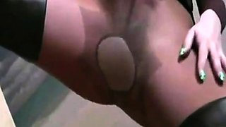 Squirting Through Pantyhose on Webcam