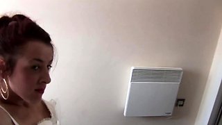 Busty brunette slut enjoys extreme amateur pov blowjob