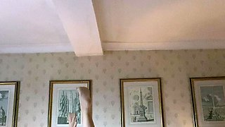 Slutty amateur blonde smoking and jerking dick