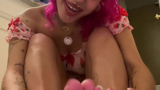 Foot Whore Small Feet Bimbo Teen Boob Teasing POV Sole Worship Wrinkled Pink Soles Dirty Talking