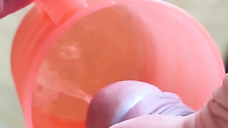 Blonde Axell Licks Ass, Sucks Cock, Takes a Shower of Gold