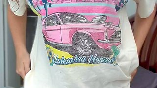 Non stop blonde with big boobs cock jerks off on the bed