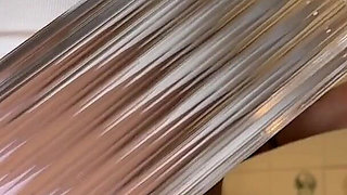 Short Pink Mini Skirt and Panties with Over Knee Socks Is Only the Start She Takes off Underwear to Flash Her Shaved Pussy