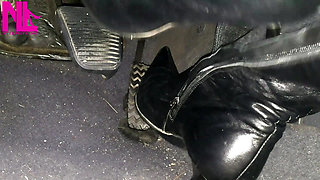 Pedal Pumping and Unzipping My Black Leather High Heeled Boots