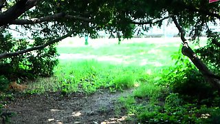 German chubby amateur sucks man cock in the park