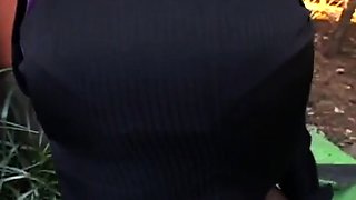 Amateur outdoor deepthroat and cum play