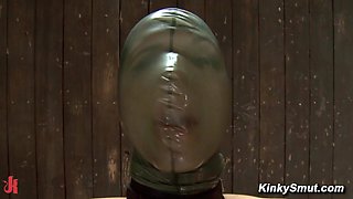 Latex smothering in 3some orgy lezdom