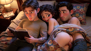 My cuckold loves reading at night and neglects to give me attention, so my boyfriend comes over to sleep with me (AI generated)