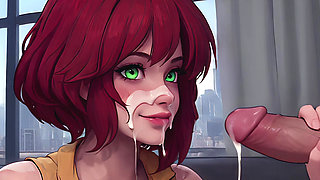 Breaking News: Busty Redhead Reporter in Yellow Jumpsuit, Glossy POV (AI-Generated)