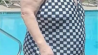 Nurse Vicki Wears Checkers to the Pool