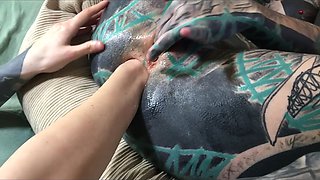 Dreadlocks & Tattoos: Quick Latex Anal Fisting & Solo Play