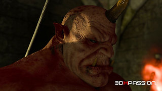 Dungeon Domination: Orc Breaks Elven Girl with Rough Assfuck & Cum