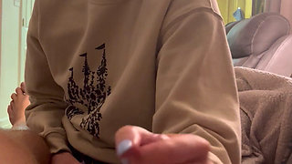 MILF Helps Neighbor Relax with a Handjob