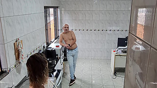 Maid takes off her clothes and accepts a facial for extra.