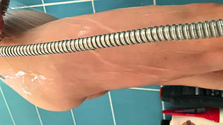 Peeping on Neighbor Wife Showering and Shaving Her Holes