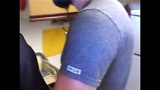 Hairy MILF Neighbor Fucked Hard in Kitchen - Cum in Mouth Threesome