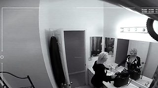 A platinum-blonde doll with ample boobies gives a POV suck