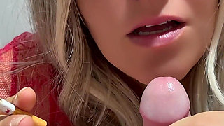 Queen of the Marlboro 100s Gives a Smoking Blowjob and Dirty Talk in German