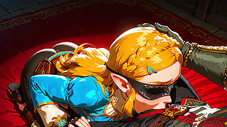 Blindfolded surprise for the Princess Zelda - AI Generated Cartoon