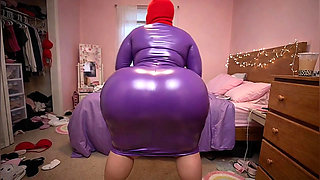 Big Ass Latina in Purple Dress Passionately Dancing for Her Boyfriend