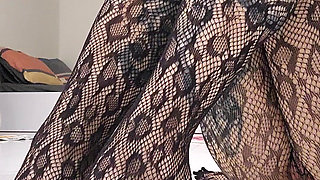 Foot Worship in Sheer Black Fishnet Bodysuit - Perfect Nylon Feet