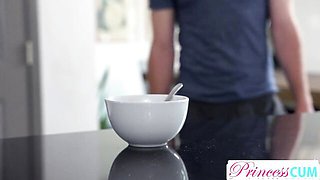 Molly Little Blonde in White Top Gives Eager Bedroom Blowjob