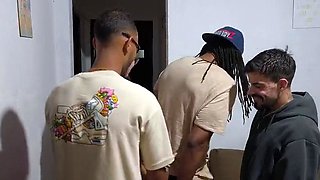 Pretty French Brunette Beauty Performs Rough Gangbang For