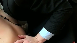 She Keeps the Suit on - Redhead in a Tie Gets Her Pussy Licked