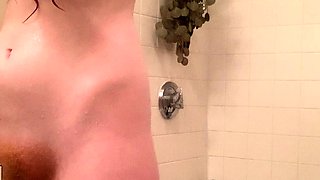 Amateur redhead masturbates then gives a blowjob