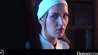 Sexy Slim Buxom Nun Kenna James Tastes the Sin Surrendering To Massive BBCs & BWC In a Wild Gangbang