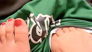 German Amateur Teen Couple, Footjob