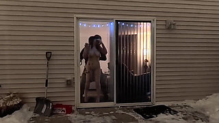 Showing off for the Neighbors and Wife Fucked on Couch